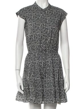 Rebecca Minkoff Ollie Botanical Print Mini Dress Black Foliage Prints XXS